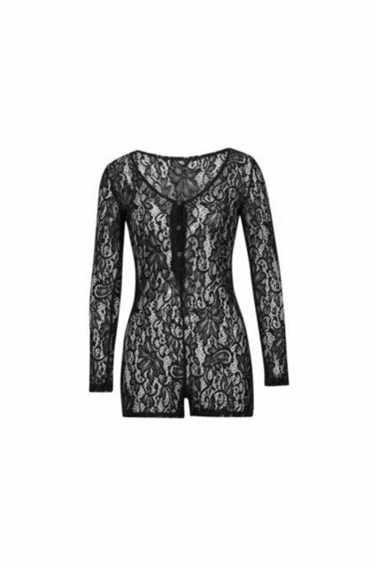 hirigin Women Sexy adult Jumpsuit Romper Sleepwear Lace hollow Shorts Sleeve V Neck Bodycon Bodysuit pajamas Rompers Pants New