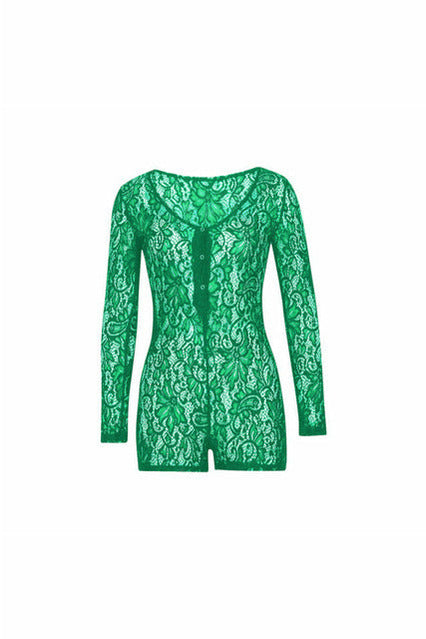 hirigin Women Sexy adult Jumpsuit Romper Sleepwear Lace hollow Shorts Sleeve V Neck Bodycon Bodysuit pajamas Rompers Pants New
