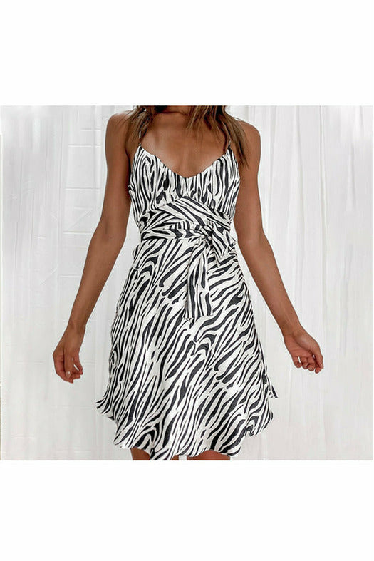 ARTNSOUL™ - Sexy Zebra Print Strap Dress