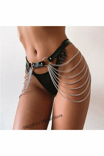 Leather belly chain