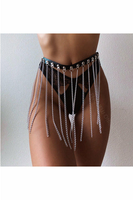 Leather belly chain