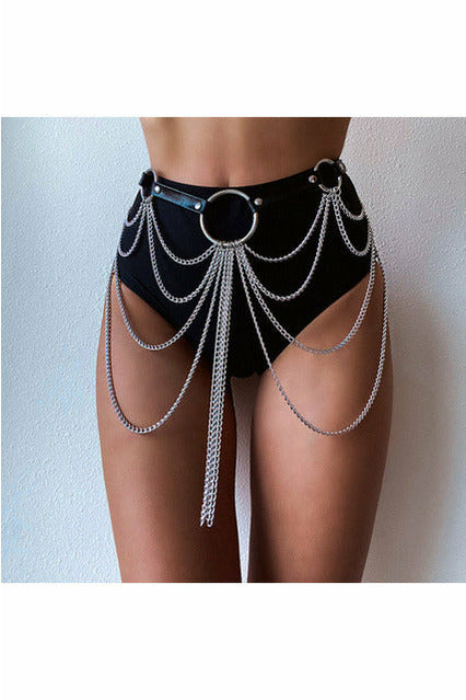 Leather belly chain