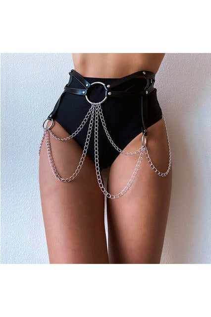 Leather belly chain