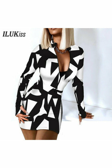 Sexy Long Sleeve Bodycon Mini Dress