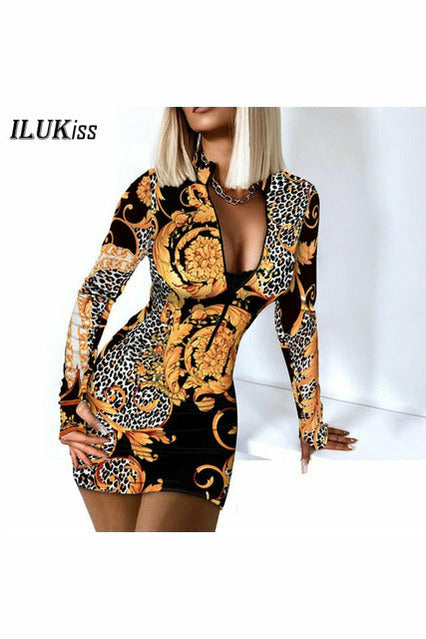 Sexy Long Sleeve Bodycon Mini Dress
