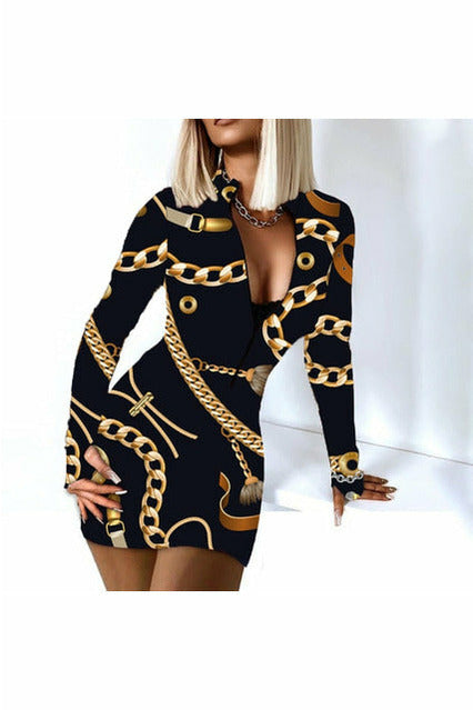 Sexy Long Sleeve Bodycon Mini Dress