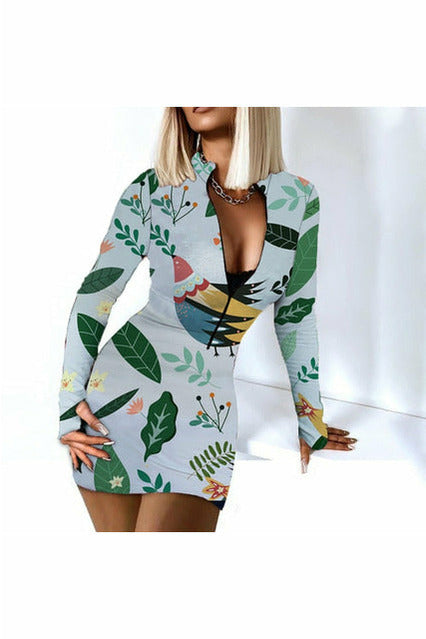 Sexy Long Sleeve Bodycon Mini Dress