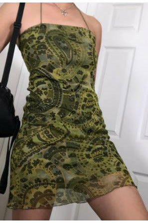 Print Straps Mini Dress