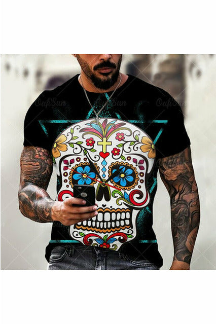 Skull 3D Printed Oversized T Shirt