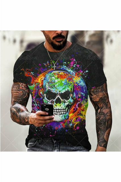 Skull 3D Printed Oversized T Shirt