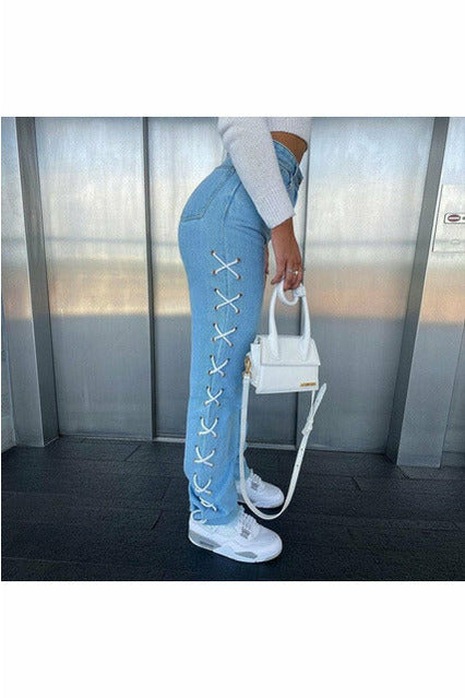 Lace Up Jeans