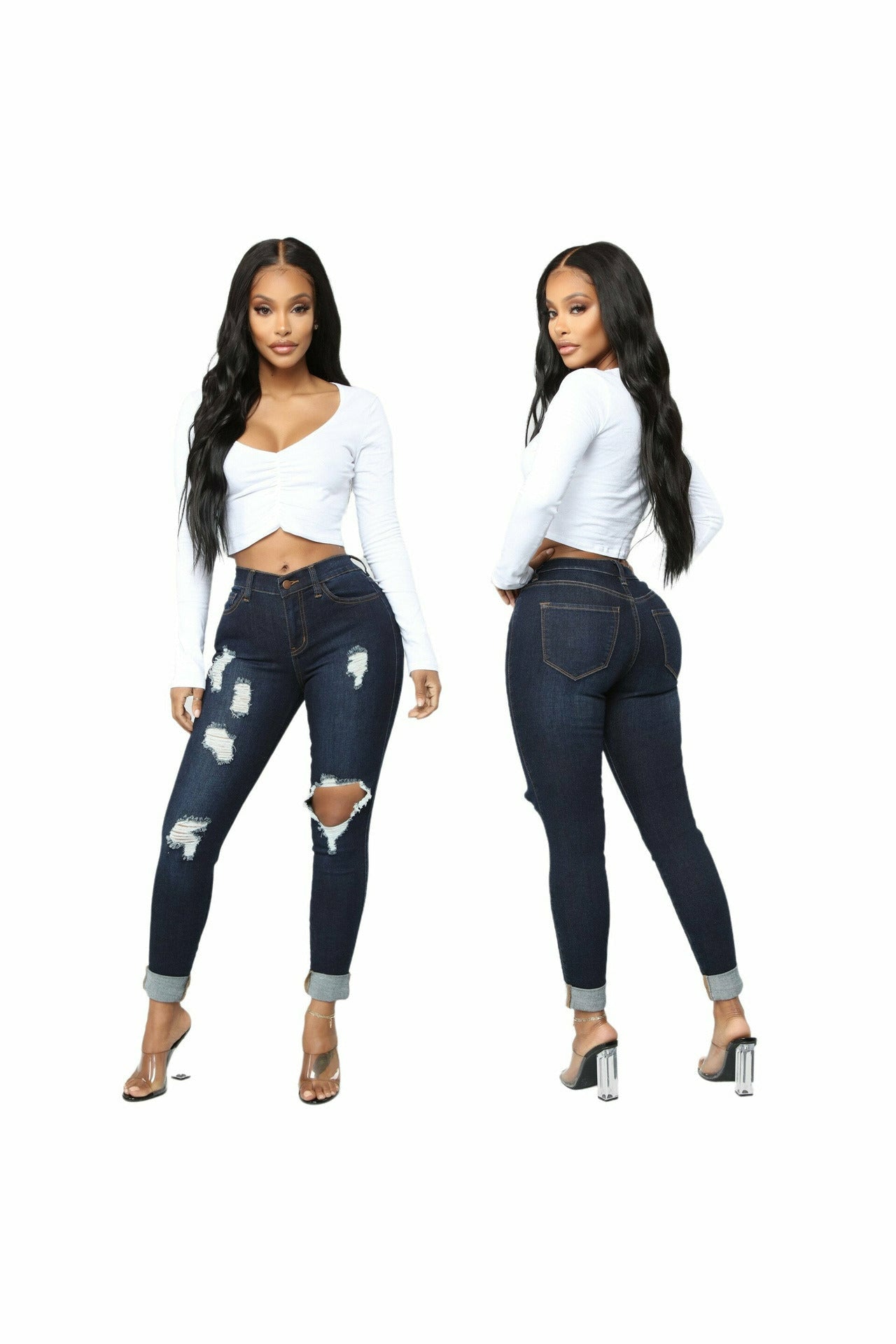Dark Blue Ripped Jeans