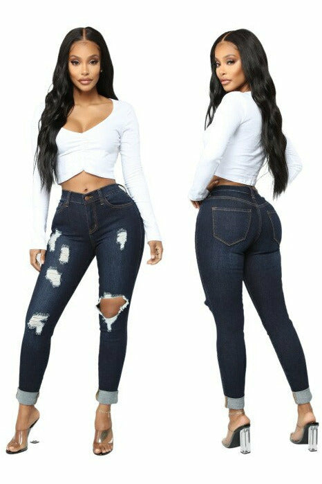 Dark Blue Ripped Jeans