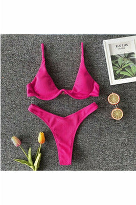 Swimsuit  Solid Bikini Swimsuit High Cut Sexy Push Up Biquini Bathing Suit Beachwear Underwire New Bikinis