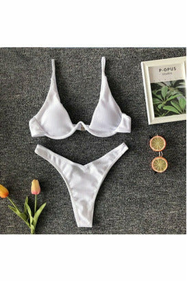 Swimsuit  Solid Bikini Swimsuit High Cut Sexy Push Up Biquini Bathing Suit Beachwear Underwire New Bikinis
