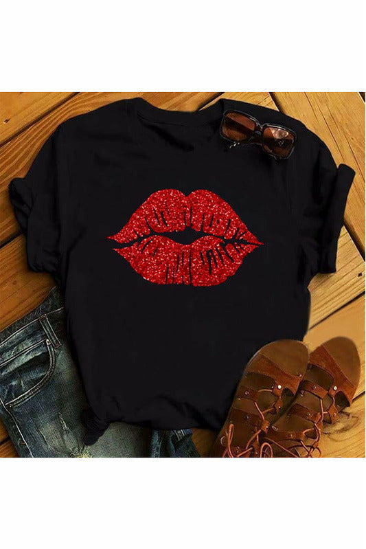 Maycaur Sexy Red Lips T shirt