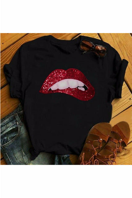 Maycaur Sexy Red Lips T shirt
