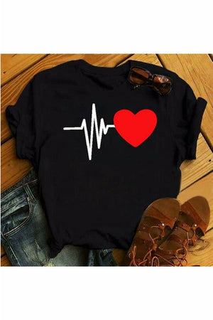 Sunflower Heart Print T Shirt
