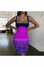 ARTNSOUL™  - Sexy Zebra Print Strap Dress - Neon Lights Bodycon Dress