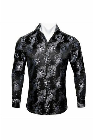 Black Paisley Silk Shirts