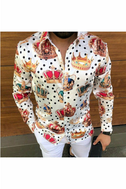 Luxury Crown Black Dot Printed Shirts