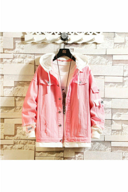 Pink, Black, Green, Jeans Jacket