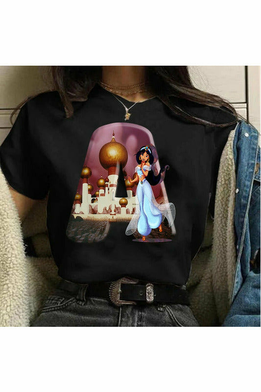 Ladies Princess Font Cartoon T shirt