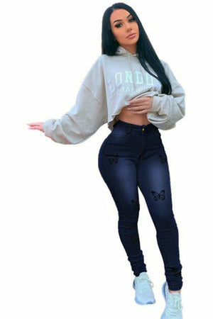 Printed High Waist Jeans